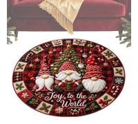 Générique Tapis de Noël Lavable antidérapant Illusion d'optique GNOME Rond | Tapis de fêtes, décorations de Noël Pour extérieur, maison, salon, chambre, entrée, porche, bureau, porte d'entrée, sol