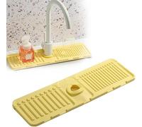 Générique Tapis de Robinet pour Évier de Cuisine - Protection Anti-Éclaboussures en Silicone à Séchage Rapide, Tapis Absorbant Multifonction pour Comptoir et Salle de Bain (Jaune)