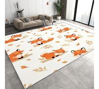 Générique Tapis de Salon 100x150 cm Petit Renard Tapis, Dessins Animés Animaux Antidérapant et Lavable en Machine Paillasson Interieur Entree à Poil Ras Moquette pour Chambre Bureau Cuisine D-395