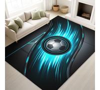 Générique Tapis de Salon 140 x 200 cm, Antidérapant Et Lavable en Machine Tapis, Poil Ras Fantaisie Futuriste Futuriste Tendance Vibrant Dynamique Rayures Football Tapis pour Salon, Chambre à Coucher