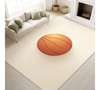 Générique Tapis de Salon 160 x 230 cm, Antidérapant Et Lavable en Machine Tapis, Poil Ras Dessin Animé Sportif Minimaliste Vibrant Athlétique Basketball Orange Tapis pour Salon, Chambre à Coucher