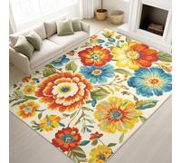Générique Tapis de Salon 40 x 60 cm, Antidérapant Et Lavable en Machine Tapis, Poil Ras Joyeux Vibrant Chaleureux Champêtre Romantique Doux Plantes Fleurs Tapis pour Salon, Chambre à Coucher