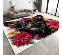 Générique Tapis de Salon 80x120 cm Chihuahua Tapis, Noir Chiot Antidérapant et Lavable en Machine Paillasson Interieur Entree à Poil Ras Moquette pour Chambre Bureau Cuisine D-436