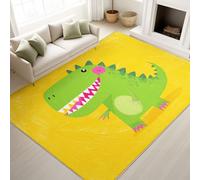 Générique Tapis de Salon Cartoon Fun À Poils Courts Mignon Gai Jouette Vert Animaux Dinosaure - Tapis Doux Moelleux 120 x 160 cm, Antidérapant Chambre à Coucher Moquette, Ne Perd Pas Ses Poils