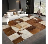 Générique Tapis de Salon Patchwork De Peau De Vache De Style Ferme 120x170 cm Salle à Manger Adulte Bureau Design Moderne Poil Court Doux Léger Résistant, pour Salon, Chambre à Coucher, Couloir