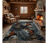 Générique Tapis de Salon Style Gothique 140 × 200 cm Noir | LavableTapis Salon,Animaux fantastiques dragon château Lavable en Machine,Antidérapant,Cuisine, Salle à Manger