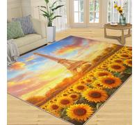 Générique Tapis de Tournesol 120 x 180 cm, Lavable, Motif Tour Eiffel, Tapis Doux et antidérapant pour Salon, Chambre à Coucher, Salle à Manger, Cuisine, décoration