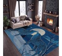 Générique Tapis Décoratif 60x90 cm Fantaisie Ciel Nocturne Forêt Animal Loup pour Salon, Art Fantastique Moquette Imprimé Lavable - Tapis Doux Antidérapant pour Chambre à Coucher Bureau Salle de Jeux