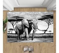 Générique Tapis éléphant 60 x 90 cm, Petit Tapis Lavable éléphant Africain pour Chambre à Coucher, Tapis antidérapant pour Salon, entrée, Couloir, décoration d'intérieur