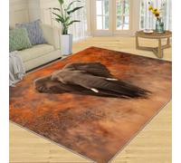 Générique Tapis éléphant 80 x 120 cm, Petit Tapis Lavable éléphant Africain pour Chambre à Coucher, Tapis antidérapant pour Salon, Cuisine, décoration d'intérieur
