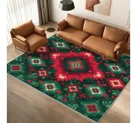 Générique Tapis Entree Interieur Tribal Sud-Ouest, Petit Tapis Motif Rouge Vert Géométrique Aztèque Navajo Chambre 40 x 60 cm, Antidérapant Lavable Doux à Poils Ras, Decoration Maison W-Z7