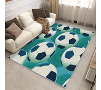 Générique Tapis Football Chambre 120x120 cm, Lavable Grand Tapis Salon Ballon Sport Foot, Poils Antidérapant Poils Ras Doux Moquette pour Bureau Cuisine Descente de Lit P-&131
