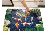 Générique Tapis Illusion - Tapis d'étang à Poissons Optique 3D, antidérapant, Design réaliste d'étang à carpes koï, décoration de Sol Douce pour entrée, Chambre à Coucher, Couloir, Salle de Bain,