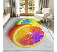 Générique Tapis Intérieur Moderne Lavable en Machine, Tapis Salon Rayures Colorées Nourriture Fruit Orange Antidérapant Grand pour Salle à Manger, Chambre à Coucher, 100 x 160 cm
