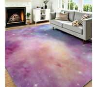 Générique Tapis Lavable 120 x 170 cm Abstrait - à Poils Ras et Antidérapant, Dégradé Ciel étoilé Nébuleuse pour Descente de Lit, Entrée, Chambre Bureau - Rose