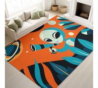 Générique Tapis Lavable Antidérapant Bande Dessinée Originale Pop Art Vintage Amusant Plantes Extraterrestres, 160 x 230 cm Tapis Moquette de Chambre à Poils Ras, Paillasson Intérieur pour Salon