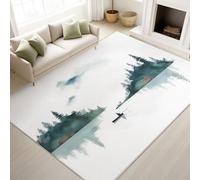 Générique Tapis Lavable Antidérapant Moderne Minimaliste Calme Élégant Aquarelle Zen Paysage Doux, 140 x 200 cm Tapis Moquette de Chambre à Poils Ras, Paillasson Intérieur pour Salon