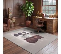 Générique Tapis Lavable MotifPandaLapinBlancOursBrun 60 × 120 cm | pour Salo Poils courts et dos antidérapant, Minimalisme moderne idéal pour chambre, cuisine et bureau, motif Beige