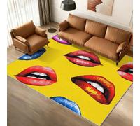 Générique Tapis Lèvre Pop Art 40x60, Lavable Poils Ras | Tapis Motif Bouche Abstraite Entree Interieur Chambre, Antidérapant, Lèvres Sexys Decoration Maison W-Z17