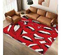Générique Tapis Lèvres Rouges 60x90, Lavable Poils Ras | Tapis Motif Bouche Sexy Entree Interieur Chambre, Antidérapant, Baiser Au Rouge À Lèvres Decoration Maison W-Z17