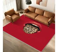 Générique Tapis Lèvres Rouges Sexy 60x90, Lavable Poils Ras | Tapis Motif Langue Imprimé Léopard Entree Interieur Chambre, Antidérapant, Bouche Traces de Bisous Decoration Maison W-Z17
