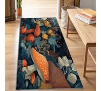 Générique Tapis Long Vintage Fantastique Forêt Floral Végétal 60 x 180 cm Antidérapant pour Entrée, Couloir, Cuisine - Doux Lavable Tapis de Passage pour Chambre Adulte Enfant, Descente de Lit, Foncé