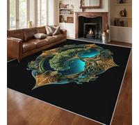Générique Tapis Mythologie Nordique, Grand Tapis Salon 180x240 Arbre de Vie Carpette Chambre, Flanelle Poil Ras Moelleux - Antidérapa Lavable en Machine H5