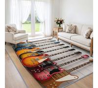 Générique Tapis Planche De Bois Guitare, Facile à Nettoyer 160x230 cm | Moderne Musique Effet Vieilli/Usé Tapis pour Salon Chambre Cuisine ou entrée Descente de Lit