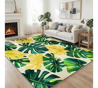 Générique Tapis Plantes Tropicales Lavable en Machine pour Ado Enfants Adulte - Tapis Feuilles De Palmier Monstera Antidérapant Doux pour Salon, Salle à Manger, Chambre à Coucher - 80 x 150 cm