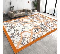 Générique Tapis Poil Ras Doux Chaîne 50x80 cm Motif 3D Anti-Tache Lavable Décoration Motif en Volutes Style Baroque Idéal pour Cuisine entrée côté lit Salle de bain28K-40