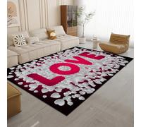 Générique Tapis Poil Ras Doux Liebe 100x150 cm Motif 3D Anti-Tache Lavable Décoration Romantisch Graffiti Adapté Salon Chambre parentale Salle à manger27K-58