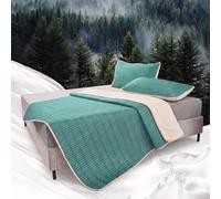 Générique Tapis Rafraîchissant Lit Humain avec Taie d'oreiller, Matelas de Refroidissement en Soie de Glace et Latex, Tapis de Lit Frais d'Été Doux et Respirant pour Adulte (Vert, 150 * 200)