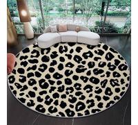 Générique Tapis Rond 160 cm Salon, Design Minimaliste Abstrait Imprimé Léopard Déco Crème Tapis Lavable en Machine et Antidérapant - Idéal Bureau et Fauteuil Roulant Style Moderne