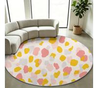 Générique Tapis Rond à Poil Court 80 cm Cartoon Paillasson d'Intérieur | Motif Animal Motif Léopard Tapis de Sol Antidérapant pour Salon, Salle à Manger, Chambre à Coucher - Rose