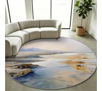 Générique Tapis Rond à Poil Court 90 cm Moderne Paillasson d'Intérieur | Paysage Paysage Naturel Tapis de Sol Antidérapant pour Salon, Salle à Manger, Chambre à Coucher - Gris
