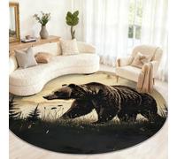 Générique Tapis Rond antidérapant pour Chambre à Coucher, Salon, Bureau, Table Basse, décoration d'intérieur - Motif Ours - 150 cm