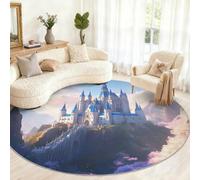 Générique Tapis Rond château de Princesse 60 cm, Petit Tapis Rond antidérapant pour Chambre d'enfant, Salle de Jeux, Table Basse, décoration d'intérieur