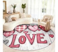 Générique Tapis Rond en Forme de cœur - 90 cm - Moderne et Minimaliste - Petit Tapis Rond antidérapant pour Chambre d'enfant, Salle de Jeux, Table Basse, décoration d'intérieur