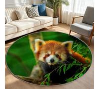 Générique Tapis Rond Enfant Doux Antidérapant Ours Forêt Bambou 90cm | Photographie Animal Tapis Rond Doux Antidérapant pour Salon, chambre et salle de bain, Lavable en machine