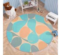 Générique Tapis Rond Minimaliste Antidérapant à Poils Courts - Tapis Moderne Abstrait Forme Organique Lavable Machine Garçons Filles pour Salon Bureau Chambre 150 cm