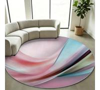 Générique Tapis Rond Moderne 120 cm Enfant Paillasson Lavable Antidérapant | Dégradé Rubans Courbes Rose Tapis d'entrée Intérieur, Doux Poils Courts, Pour Chambre, Salle de Jeux