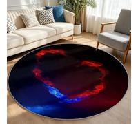 Générique Tapis Rond Salon 160 cm Noir - Moderne Minimaliste Forme de cœur Courbes de fumée - Doux & Antidérapant - Poils Courts Faciles à Entretenir - Idéal Chambre, Salle à Manger et Table Basse