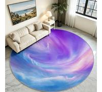Générique Tapis Rond Salon 60cm Ciel Tourbillons Fumée | Onirique Esthétique Antidérapant en Flanelle Douce, Tapis Circulaire pour Chambre, cuisine et salle de bain