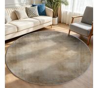 Générique Tapis Rond Vintage Moderne Salon Tapis Poil Bas DouxGris 60 cm | Texture Effet Vieilli, Antidérapant, Lavable en Machine, Ne Peluche Pas, Tapis en Laine Artificielle Résistant