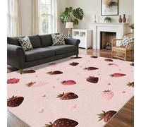 Générique Tapis Salon 100x100 Motif Fraise Mignon Fruit Enfants, Tapis Imprimé Fraise Mignon Fruit Enfants, Lavable Antidérapant, Decoration Chambre Maison, Poil Ras, Doux ZXG31