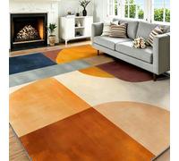 Générique Tapis Salon 160 x 230 cm Color-Block Géométrique Imprimé Graphique, Tapis Moderne Mid-Century Modern, Lavable Antidérapant, Decoration Chambre Maison, Poil Ras, Doux, Jaune