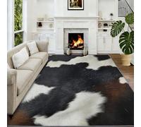 Générique Tapis Salon Abstrait Imprimé Animal Vache Color Block 80x150 cm Lavable, Noir Blanc Tapis Antidérapant Moquette pour Chambre Salle a Manger Descente de Lit Bureau Cuisine, Facile à Nettoyer
