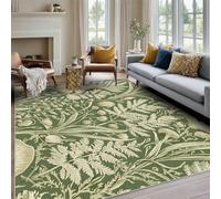Générique Tapis Salon Botanique Feuille 200x200, Decoration de Chambre Motif Plante Vintage, Tapis Lavable en Machine, Doux Antidérapant Poil Ras Grand Carpet LVA238