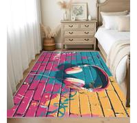 Générique Tapis Salon Casque Audio Graffiti 160x230 cm, Tapis Motif Mur de Brique Rustique Antidérapant Poils Ras Doux Lavable pour Chambre, Moquette Décoration Intérieure QAZ101