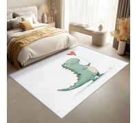 Générique Tapis Salon Dinosaure Cartoon, Tapis Dinosaure Enfant, Poils Antidérapant Courts Doux Moquette pour Salon Chambre Bureau pour Un Nettoyage Facile 120x120 cm P-&130